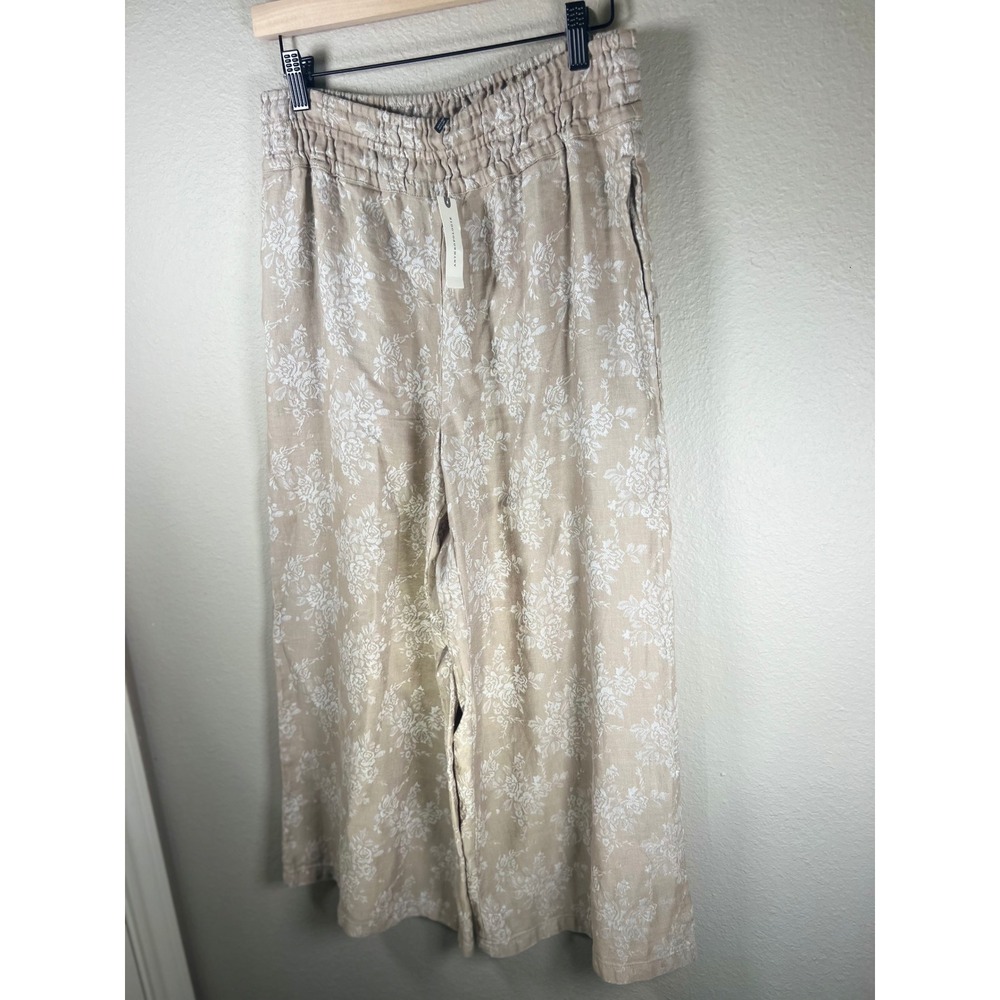 NWT Anthropologie The Somerset Jacquard Pull On Wide Leg Linen Blend Pants Small - Picture 7 of 15